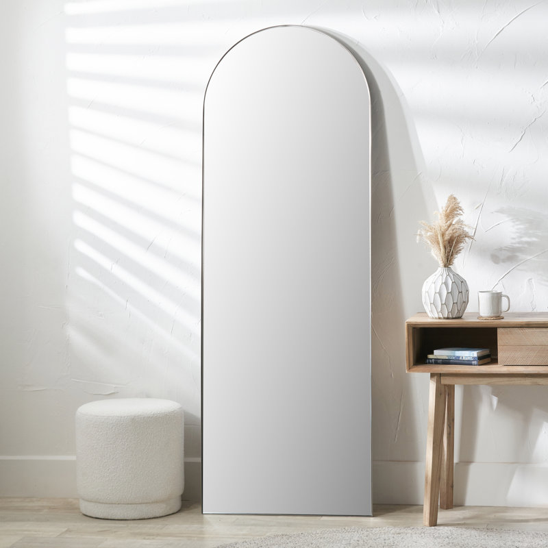 Stainless Steel Arch Wall Mirror, Brushed Silver