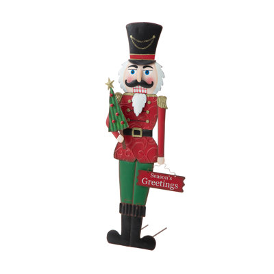36" H Metal Nutcracker Yard Stake and Wall Decor