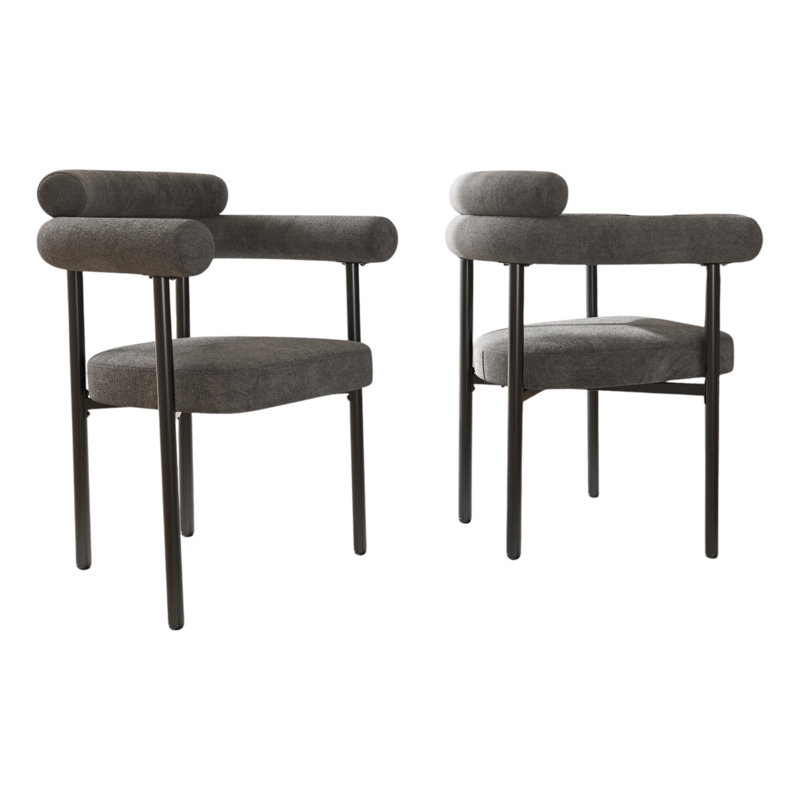 Dining Chairs Set Of 4 Upholstered Armchairs, Grey, 2