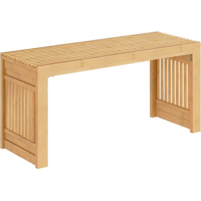 Bamboo Dining Bench, 35 inch Farmhouse Kitchen Table Bench, Solid Bamboo Dining Room Bench for Kitchen