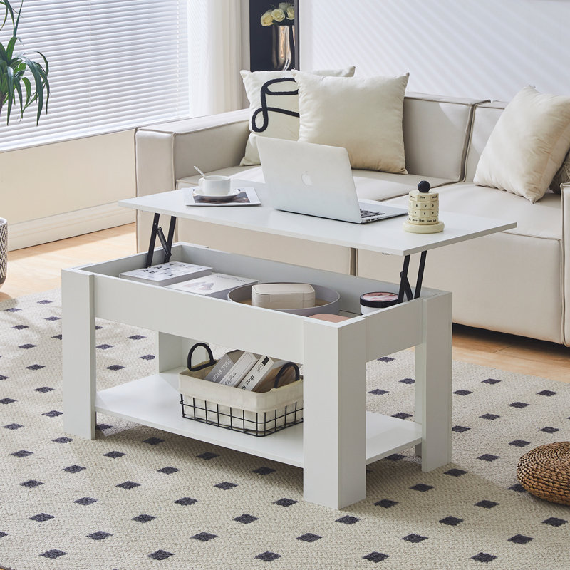 Lorayn Lift Top Four Leg Coffee Table with Storage, White