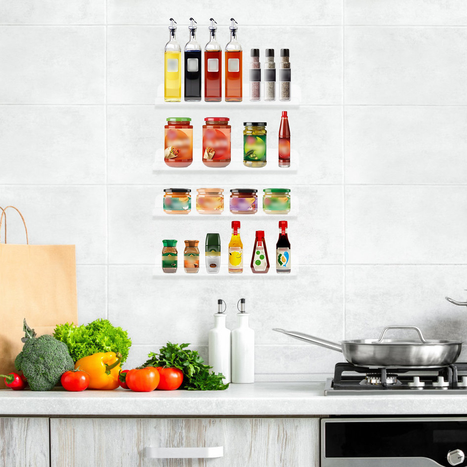 Wrought Studio™ Janto Modern Clear Floating Shelves No-Drill Space ...