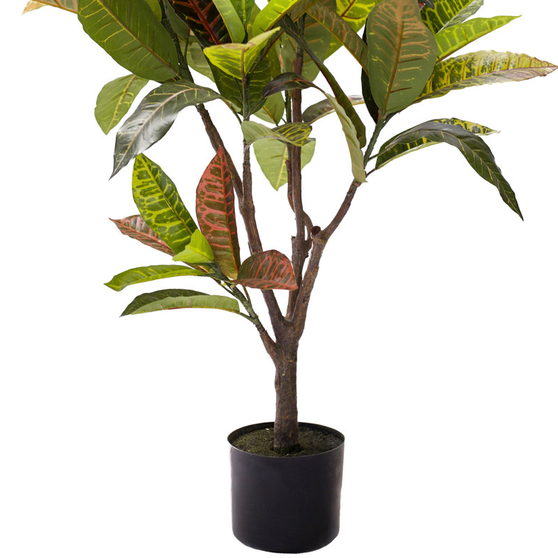Artificial Croton Plant in Pot, 37" H x 32" W x 28" D
