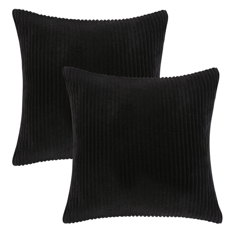 Coussin décoratif en velours côtelé rayé, coussin décoratif texturé de couleur unie, Polyester/ bourre en polyester