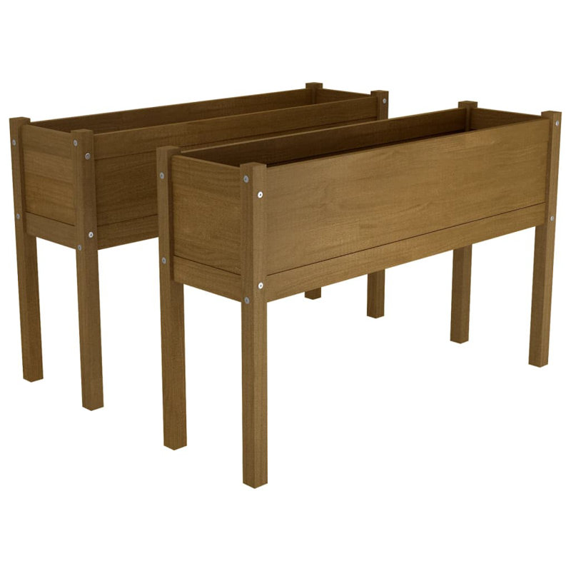 Alastaire Wood Planter Box, 70cm H x 70cm W x 70cm D, Brown