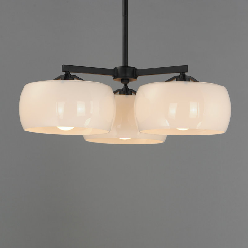 Glazed-Chandelier, Black, 3 Lights