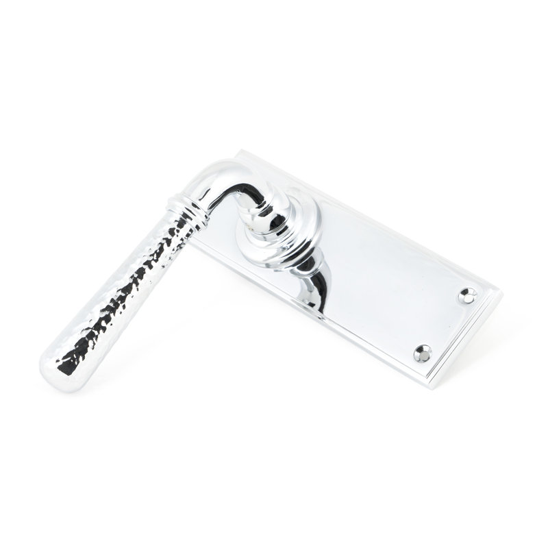 Hammered Newbury Lever Latch Set, Polished Chrome