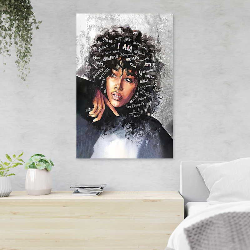«Bushy-Haired Girl», «I Am America», reproduction d'art graphique sur toile tendue, H 14 po x l 11 po x P 2 po