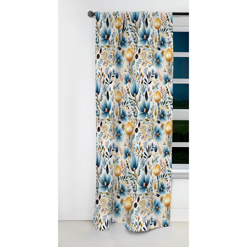 Simplicité scandinave à motif cachemire II - Rideau à motif floral - Rideau occultant - 1 panneau, L 52 po x L 108 po