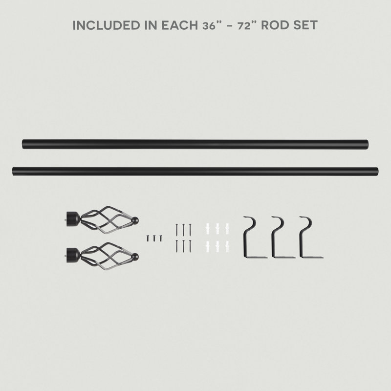 Tringle à rideaux simple réglable 36 "à 72" 1 "Exclusive Home, Noir mat