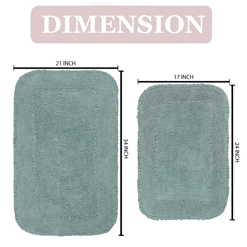 Aceyon Plush Cotton Bath Rugs (Set of 2), Blue