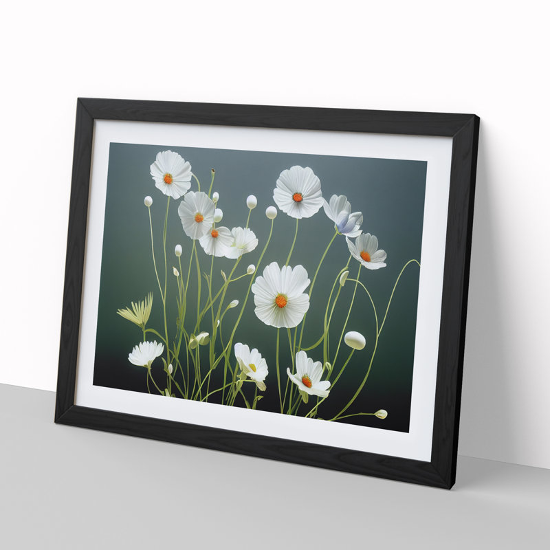 Pretty Wildflowers Floral - Single Picture Frame Painting, 25cm H x 34cm W x 2cm D, Black