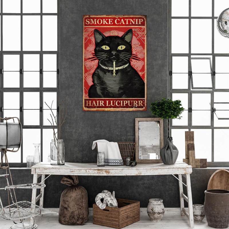 «Smoke Catnip», impression d'art rectangulaire sur toile rectangulaire 1 pièce, H 36 po x l 24 po x P 1,25 po