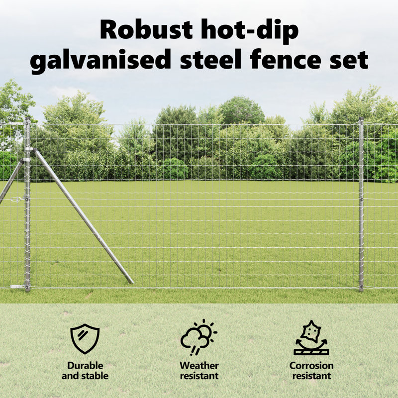 1000 cm W Border Fencing, Silver, 140 x 1000 x 0.2 cm