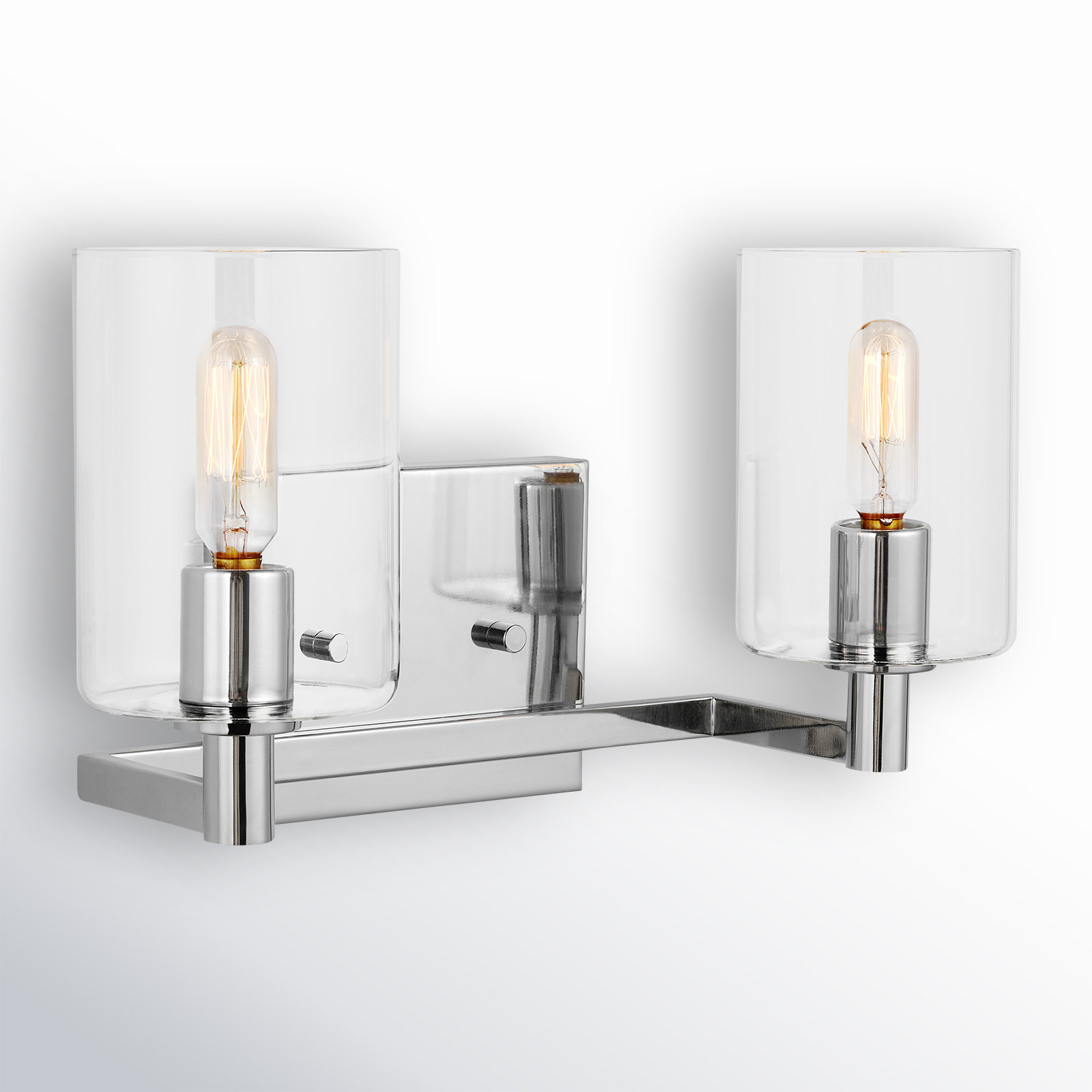 Haines 2 Light Transparent Dimmable Vanity Light, Chrome