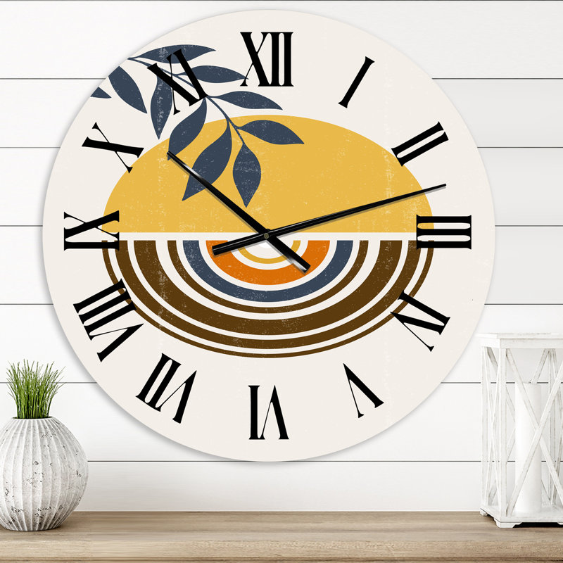 Abstrait abstrait soleil lune lune III - horloge murale moderne, Moyen