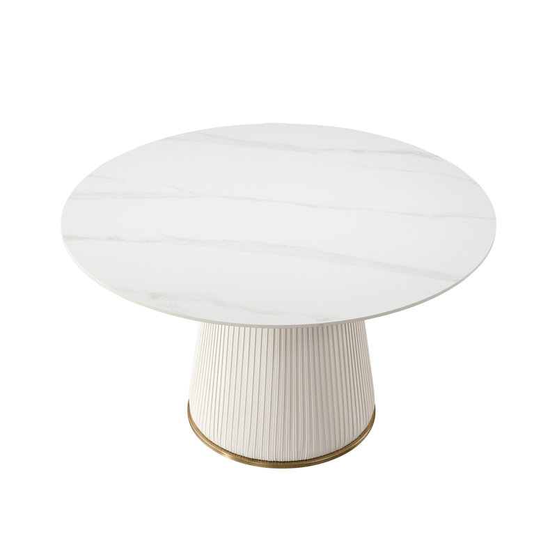 Table de salle à manger ronde en bois fritté 53 pouces - Carrara