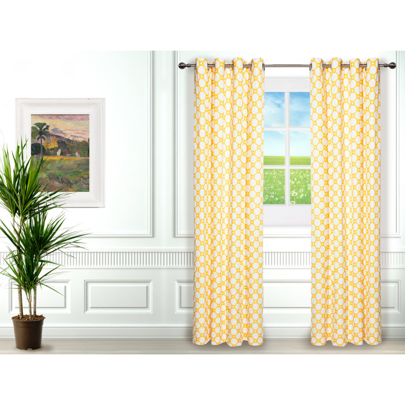 Vinita Room Darkening Curtain Panel Pair, Gold/White