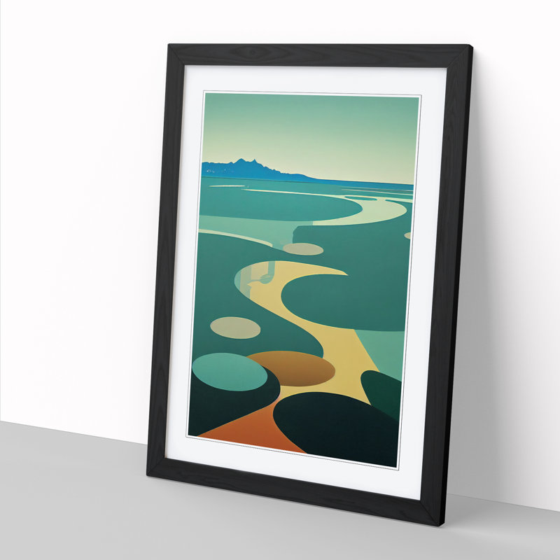Pond Abstract - Picture Frame Print, Black, 64cm H x 46cm W x 2cm D