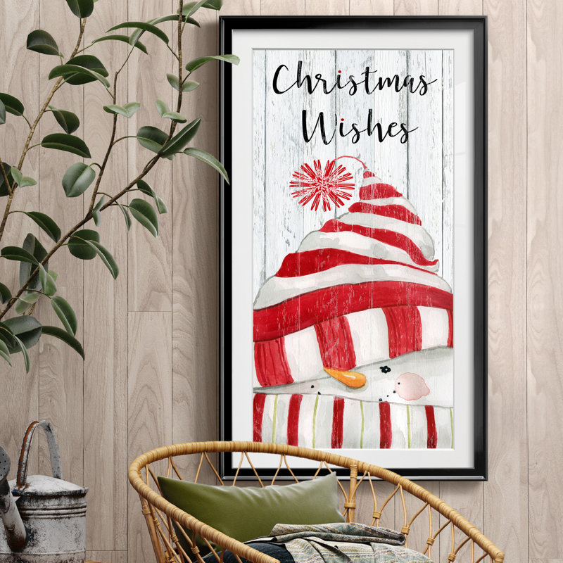 «Snowman Wishes - Cadre photo», impression, Papier encadré noir, H 10,5 po x l 18,5 po x P 1,5 po