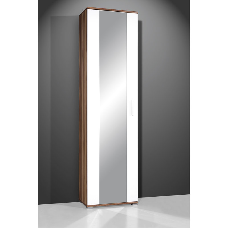 1 Door Wood Wardrobe, Baltimore-Walnut / White