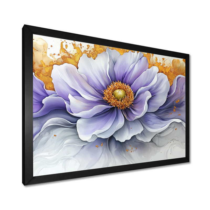 Éclat moderne de Dahlia I - art mural Dahlia, H 16 po x l 32 po, Reproduction encadrée d'une seule photo, Noir