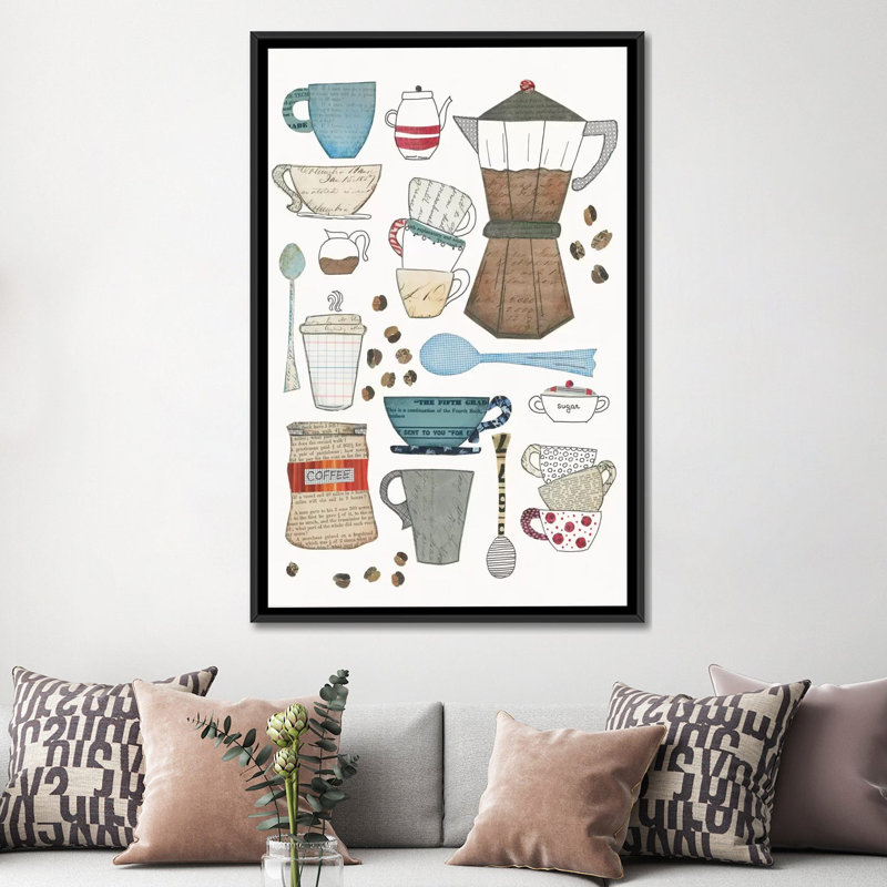 " Coffee Chart I " by Courtney Prahl, 26" H x 18" W x 1.5" D, Black Framed Canvas, No Matte