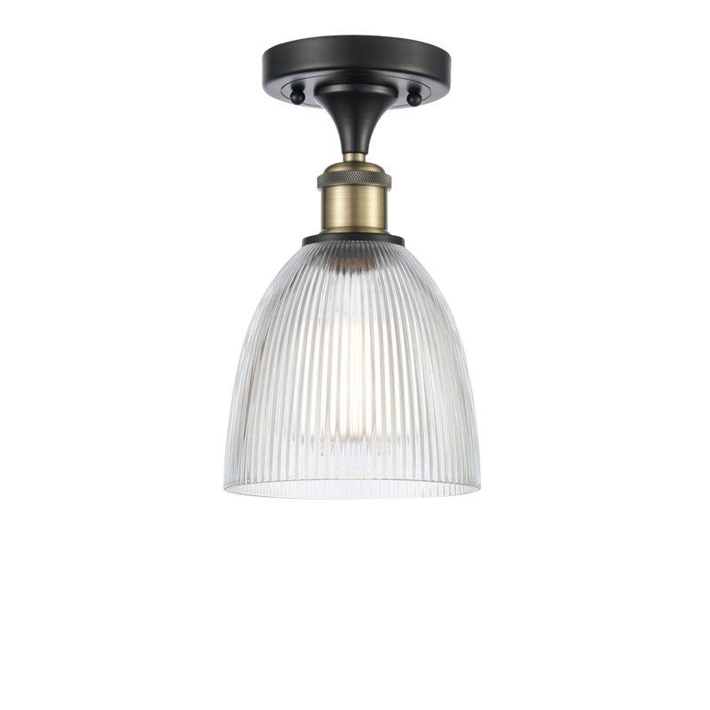 Madelina Glass Semi Flush Mount, No Bulb Included, Clear, Black Antique Brass