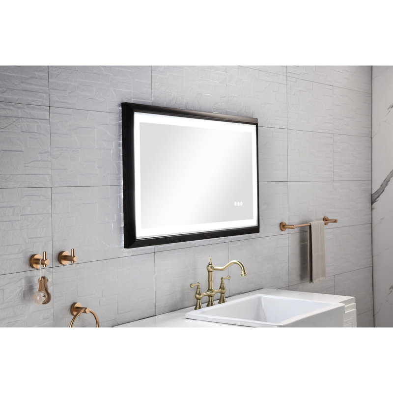 Smart Touch Bathroom Led Mirror - Multifunctional, Colour Temp Switch, Defogging Function, Brown Aluminium, 40 In. Depth, 24 Width, 1.5 Height, 21.1 Lb With Control Changeable, Rapid Defogging, Brown,