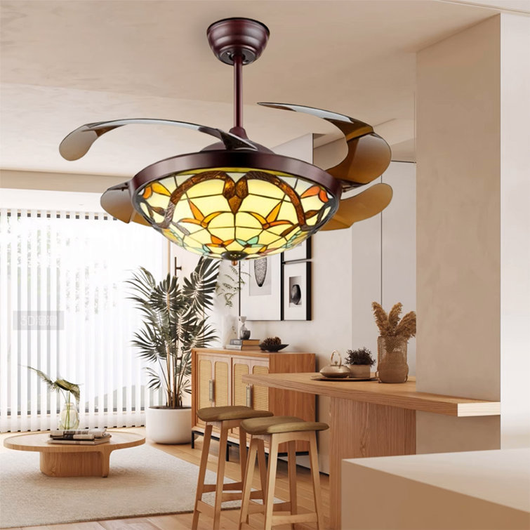 Modern Matte Brown Fan Light - 3 Color Modes With Silent Motor & Remote