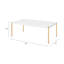 Grande table basse rectangulaire de 48 pouces avec plateau à finition blanche et pieds en métal doré