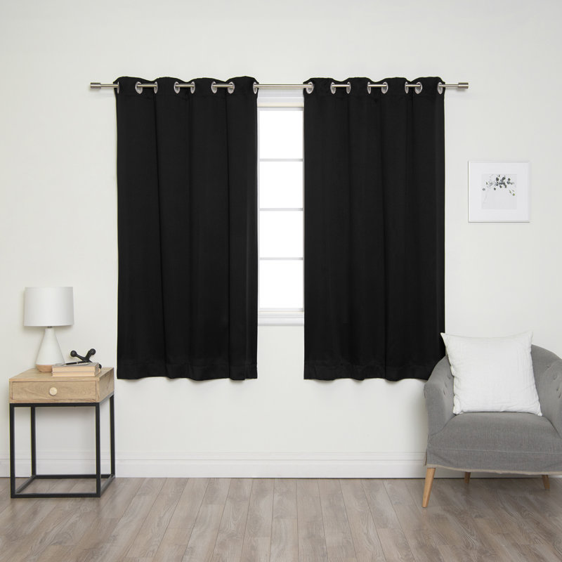 Lympsham Blackout Curtain Panel Pair, Black, 52" W x 45" L