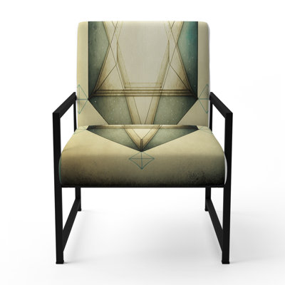 Intimate Illustrations In Faded Retro Tones II - Upholstered Contemporary Arm Chair, Geometric Abstract Accent Chair