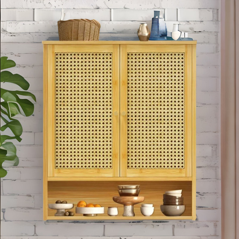 Aunalee Bamboo Bathroom Wall-Mounted Storage Cabinet Organiser