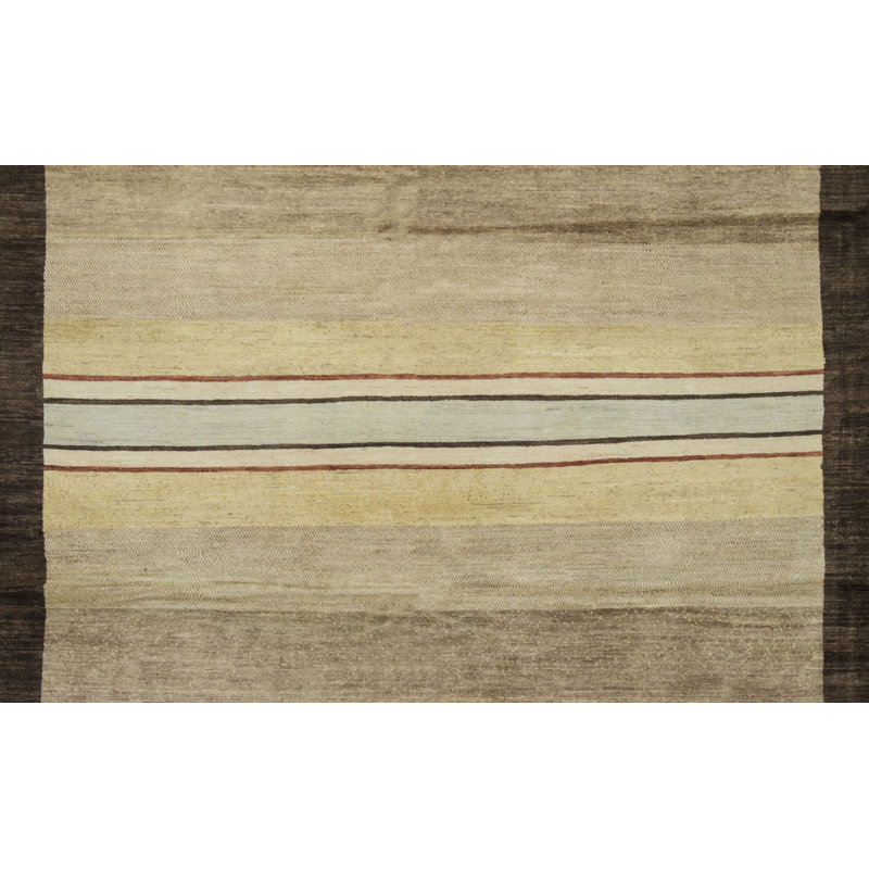 Tapis beige, bleu et brun noué à la main de haute qualité