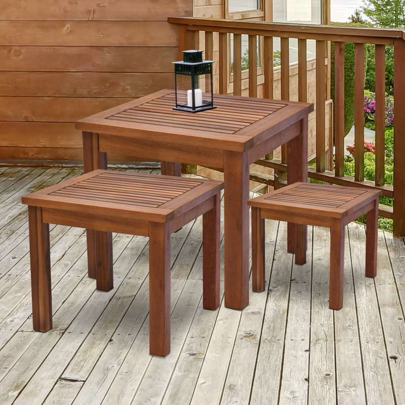 Square Acacia Outdoor Side Table , 19.75'' in. W 19.75'' in. D