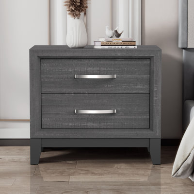 Modern 23" 2-Drawer Solid Wood Nightstand