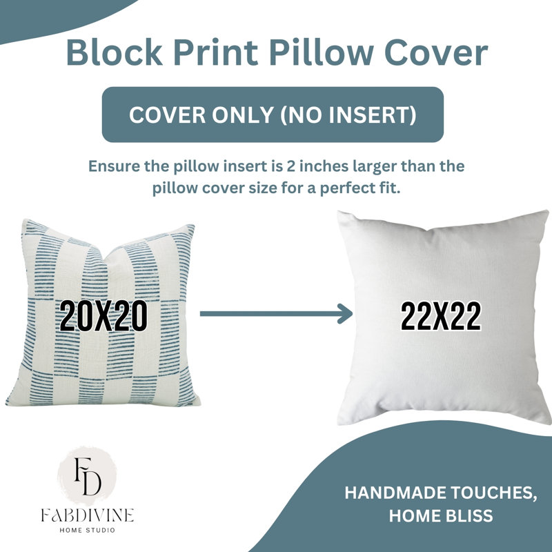 Coussin à motif de fleurs fabriqué à la main Fabividine, Carré 22 po, Brun / rayé pêche
