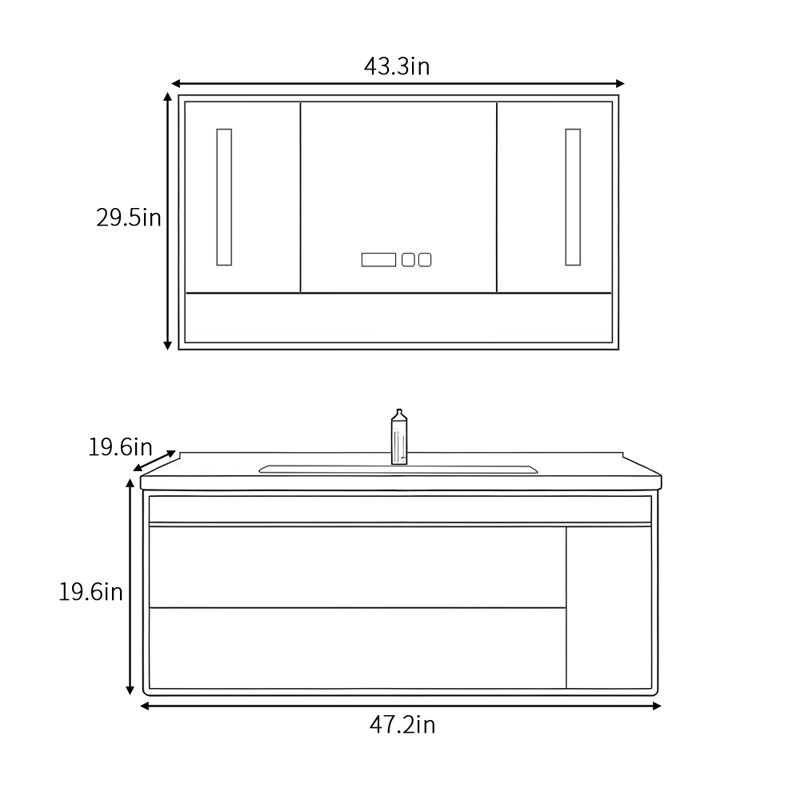 Armoire de salle de bain minimaliste de style rétro haut de gamme