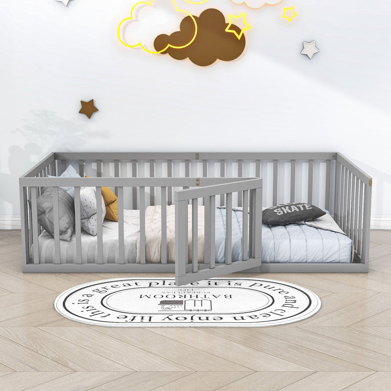 Guerriero Wooden Daybed Frame with Fence, Gray, Twin