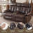 Power Recliner Loveseat with Console-70.9" Double Recliner Loveseat with Heat and Massage,Leather-759364154