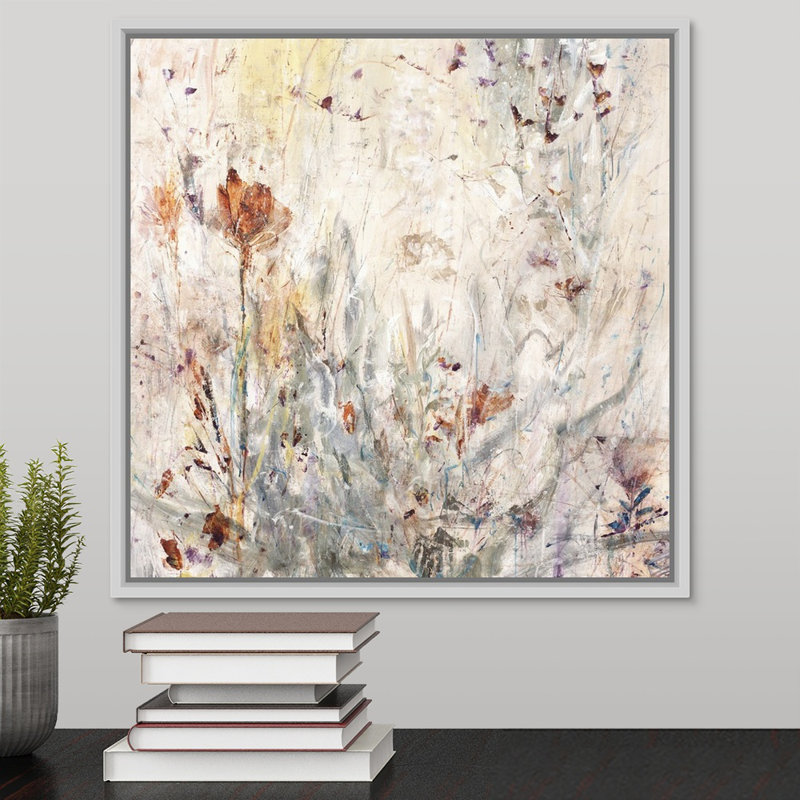 « natural luxe », peinture sur toile, Cadre flottant blanc, H 17,7 po x l 17,7 po x p 1,75 po