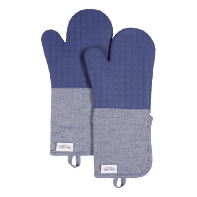 Sur La Table Kitchen Essentials Silicone Oven Mitt Set, Set of 2 Extra Long 15 Inch Heat Resistant Oven Mitts, Terry Lined with Silicone Grip, Heat Resistant to 550°F