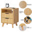 17.7'' W 2-Drawer Nightstand with Charging Station, Fluted Bedside Table with Open Cubby