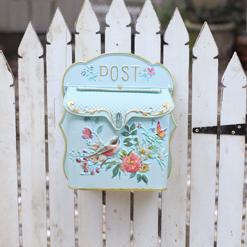 Boîte aux lettres murale rétro pour la maison à l'extérieur de la boîte aux lettres de porte en métal de style antique charme nostalgique décoration de jardin maison de campagne