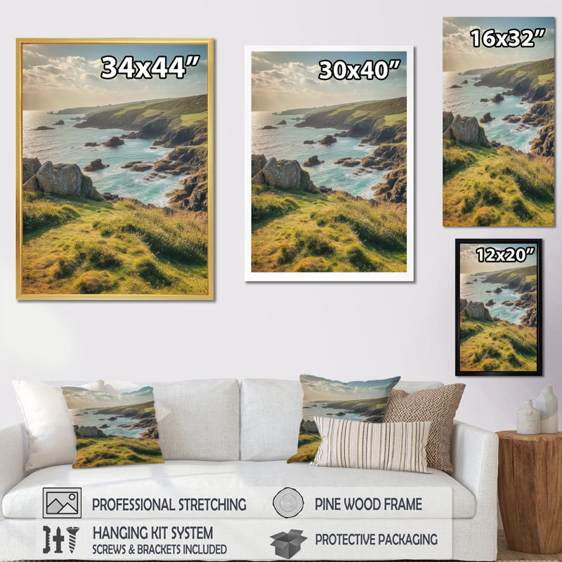 " Rocky Beachside II ", 32" H x 16" W, Black Floater Framed