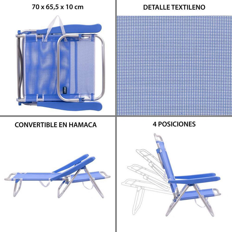 Arinola Reclining Beach Chair, Blue