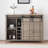 Farmhouse Wine Bar Cabinet,47" Coffee Bar Cabinet With Sliding Barn Door, Buffet Sideboard Cabinet With 16 Bottle Wine Rack For Dining, Living Room-1299585421