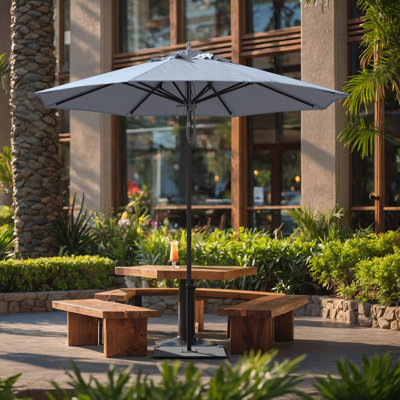 Parasol de patio en aluminium noir 9 pi