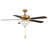 52" Garrett 5 - Blade Standard Ceiling Fan in Natural Brass with Walnut and Black Blades with Pull Chain and Light Kit Included-88849203
